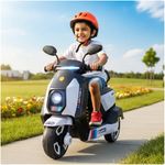 Toyzone Galaxy Kids Electric Scooty (White) | 6V 4.5Ah Battery Rechargeable Scooter | Music & Colourful LED Lights | Smooth Acceleration | 6 Months Battery Warranty | for Kids 3-8 Years, Upto 35 Kgs