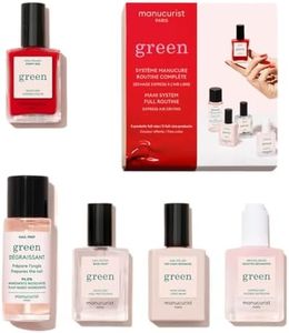 Manucurist Système Green™ Rouge (Poppy Red) - Kit Manucure Professionnel Vegan Biosourcé : 1 Dégraissant, 1 Base Coat, 1 Vernis à Ongles Poppy Red, 1 Top Coat, Gouttes Séchantes - Coffret Cadeau Femme