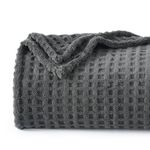 David's Home Checkered Fleece Waffle Blanket King Size,Plush Shaggy Fluffy 3D Jacquard Sherpa Throw,Cozy Soft Thick Lightweight for All Season,Fuzzy Aesthetic Room Decor for Couch Sofa Bed，Dark Grey