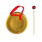 Portable Mini Hand Gong,Opera Gong with Round Play Hammer Drumstick (Gold)