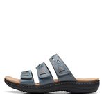 Clarks Women's Laurieann Nora Flat Sandal, Blue Grey Leather, 4 UK