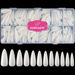 Long Stiletto Sharp False Nails Natural Claw Full Cover Artificial Fake Nail Art Tip 500Pcs For Nail Salon,10 Sizes (Natural)