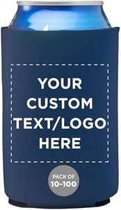 Custom Neoprene Collapsible Can Coolers 12 oz. Set of 100, Personalized Bulk Pack - Great for Weddings, Parties, Anniversary, Indoor & Outdoor Events - Navy Blue
