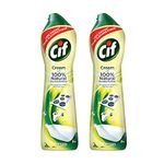 Cif Lemon Abrasive Surface Cleaner Cream for Kitchen & Bathroom, Removes Grease, Dirt & Tough Stains with Natural Cleaning Particles, 2x500ml