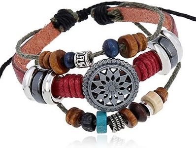 OYEFLY Vintage Bohemia Beaded Bracelet, Multilayer Hand Woven Wristbands, Hemp Cords Wrap Bracelet Jewelry for Men and Women (red)