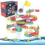 LISSUDA Bath Toys 86Pcs Duck Slide Bath Toy Bath Track Game Shower Toy Water Slide Bathtub Toys with Suction Cups Water Toys for Toddlers DIY Kids Bath Toys for 3 4 5 6 Year Olds Boys Girls