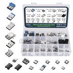 WiMas 180PCS USB 2.0 3.0 Type A Type C Micro USB Male Female Plug Adapter Connector, Soldering USB Sockets Jack Assortment Kit PCB Mounting DIY Solder Replacement Repair Parts