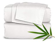 Queen Sheets by Pure Bamboo, Genuine 100% Organic Viscose Derived from Bamboo Bed Sheet Set, Luxuriously Soft & Cooling, Double Stitching, 2 Year Quality Promise (Queen, White)