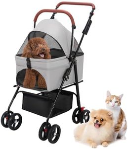 PSK PET MART Dog Strollers for Small Dogs - Dog Stroller with Durable Shock-Absorbing PU Wheels, Scratch Waterproof Fabric, One-Handed Folding, No Zipper, Dual Entry Ventilated Design Random Color