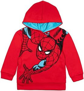 Marvel Spider-Man Avengers Hulk Miles Morales Captain America Fleece Hoodie Toddler to Big Kid, Spiderman / Red, 5T