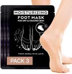 Moisturizing Foot Mask for Dry Cracked Feet - Foot Moisturizing Socks for Women, Men - Feet Mask Pedicure Foot Spa Socks - Cracked Heel Treatment with Foot Mask Bulk - Foot Moisturizer Socks - 3 Pack