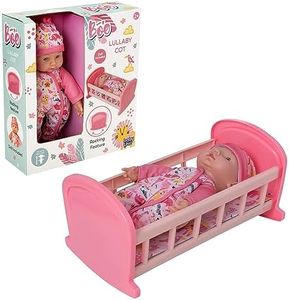 HTI BabyBoo Jungle Lullaby Cot | Rocking Crib With Dolly Included | Rock Bed Dolls Furniture | Pretend Doll Furniture Accessories | Dolly Toys & Accessories | 3+