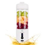 Kilig Vortex Portable Blender, For Juices/Smoothies/Cold Coffee, 530 ml, USB-C Rechargeable 4000 mAh Battery, 6 Sided Blade, 22k RPM, Sipper Cap, Travel Bottom Lid, For Home/Office/Gym/Travel, White