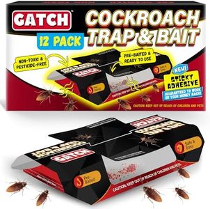 GATCH Roach Traps Indoor (12 Pack), Sticky Baited Cockroach Traps, Roach Killer Indoor Infestation, Adhesvie Glue Traps for Roaches, Insects, Home Bug Ant Spider Cricket, Child & Pet Friendly