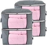 combocube Jumbo Zippered Storage Bag for Closet King Comforter, pillow, quilt, bedding, Clothes, Blanket Organizers with Large Clear Window & Carry Handles Space Saver, 4pcs