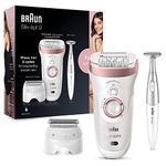 Braun Silk-epil 9-890, Epilator for women,Women Shaver & Trimmer, Cordless Wet & Dry Epilation for long lasting hair removal, smooth skin, Smartlight to reveal finest hair, Less Pain, Bikini Styler,Massage Cap, Waterproof