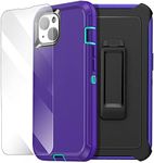 AICase Belt-Clip Holster Case for iPhone 14 Case (6.1") with Glass Protector,Heavy Duty Drop Protection Full Body Rugged Shockproof/DustProof Military Grade Tough Durable Cover for iPhone 14