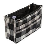 Periea 'Mags' Luxury Plaid Medium Handbag Organizer Insert - (White and Black Tartan)
