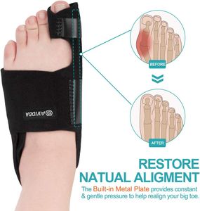 AVIDDA Bunion Corrector Set – Adjustable Splints & Gel Toe Separators, Black