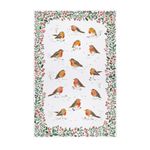 Ulster Weavers - Christmas Red Robin Tea Towel (74 x 48cm) - 100% Cotton - Washable - Christmas Berries Dish Cloths/Dish Towel - Robin Redbreast Christmas Tea Towel - Kitchen Accessories & Decor