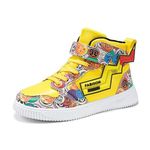 Zixer Men's Light Weight High Top Platform Fashion Synthetic Leather Sneakers | Sports, Crazy Casual Shoes for Mens | Ankle Lace-Up Footwear for Men or Boys Yellow