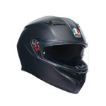 AGV - Helmet K3 E2206 MPLK, Men Motorbike Helmet, Full-Face ECE Helmet with Sweat Absorption, Spoiler, Air Vents and Scratch Resistant UV Visor, with Intercom Ready, Black