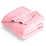 Bare Home Polar Fleece Blanket - Throw Blanket - Light Pink - Warm & Cozy - Premium Fleece Blanket - Blanket for Bed, Sofa, Camping, Travel and Cold Nights - Lightweight Blanket (Throw, Light Pink)