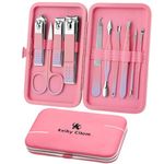 Manicure Set, Travel Mini Nail Clippers Kit Pedicure Care Tools, 10pcs Stainless Steel Grooming kit (Pink Purple)