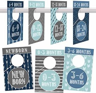 7 Blue Baby Nursery Closet Organizer Dividers For Boys Clothing, Age Size Hanger Organization For Kid, Toddler, Infant, Newborn Clothes Must Have Items, Best Shower Registry Gift Supplies, 0-24 Months