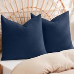 PHF 100% Cotton Waffle Weave Euro Shams 26" x 26", No Insert, 2 Pack Elegant Home Decorative Euro Throw Pillow Covers for Bed Couch Sofa, Dark Navy