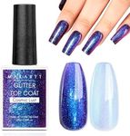 Makartt Blue Aurora Glitter Gel Top Coat, No Wipe UV LED Gel Polish, 10ML Cosmic Lust High Shine Gloss, Chip-Free, Perfect for Natural & Acrylic Nails