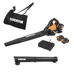 WORX WG583E 36V (40V MAX) Dual Battery Brushless Leaf Blower/Vacuum, Black