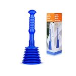 Tech Traders Large Sink and Drain Plunger for Kitchens, Bathrooms, Sinks, Baths, Waste Pipes and Showers.Commercial Style Heavy Duty Powerful Plunger,Large Bellows-Blue