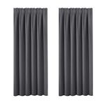 BellaHills Blackout Curtain Panels 2 Pieces Pencil Pleat Light Blocking Curtains for Boys' Bedroom Thermal Insulated Window Treatments for Energy Saving, 90 inch Width x 72 inch Drop, Charcoal Grey