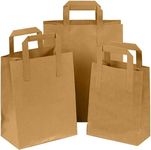 Paper Bags with Handles -100 Large Brown Paper Bags 10x12x3.5”-Perfect for Lunch, Takeaway, Grocery and Party use by Ayn Al Madina