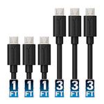 SABRENT Micro USB Fast Charging and Data Cable (3 x 30 cm + 3 x 90 cm) Micro USB Cable High Speed 5V-3A Compatible with Samsung Galaxy S7/S5/J3/J5/J7, Huawei, HTC, LG, Kindle, Nexus, Nokia (CB-U631)