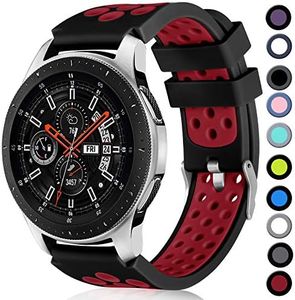 Lerobo Compatible for Samsung Galaxy Watch 3 45mm/Galaxy Watch 46mm/Gear S3 Frontier, 22mm Soft Silicone Breathable Watch Strap Wristband for Women Men,(Black/Red)