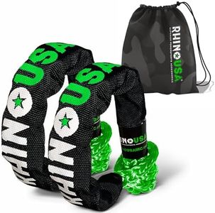 Rhino USA Synthetic Soft Shackle Rope (2PK) - 3/8 Inch x 22 Inch (31,400lb Guaranteed Min Break Strength) Recovery Offroad Tow Shackles for UTV, ATV, Trucks, Jeep & More - Use with Rhino Tow Strap