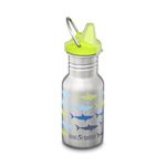 Klean Kanteen Kid Classic Stainless Steel Slim Water Bottle 12oz with Spout Cap Sharks 12oz