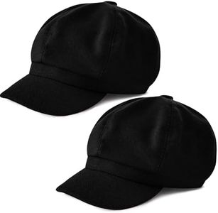 Jnxuoq 2PCS Wool Blend Vintage Newsboy Caps for Women Octagon Hat Baker Boy Style Classic Winter Warm Pageboy Cabbie Cap Beret Cloche Hats for Autumn Fall Casual Daily Fashion Headwear Black 2 PCS