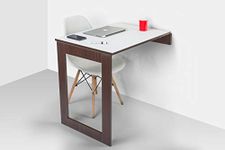 INVISIBLE BED Wall Mounted Foldable Study/Laptop/ 2 Seater Dining/Work/Multipurpose Table (Plywood, Rich Walnut & White, Size: 23.2 x 29.5 inches)