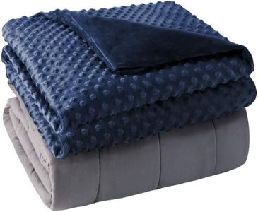 yescool Weighted Blankets for Adults Cooling Weighted Blanket with Washable Cover Queen Size 20lbs 60"x80",Heavy Blanket with Minky Duvet Cover Cozy Thick Throw Blanket with Premium Glass Beads Blue