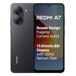 REDMI A7 4G (Black, 3 GB RAM, 64GB Storage) | Large 17.48cm (6.88) Smooth 120Hz Display | 5200mAh 2-Day Battery | Royale Design | Charger in the Box