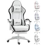 Vinsetto Racing Gaming Chair, Reclining PU Leather Computer Chair with 360 Degree Swivel Seat, Footrest, Removable Headrest and Lumber Support, White and Black