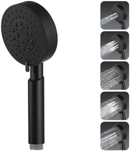 ACA International 5-Mode Spray Handheld Shower Head Round Hand Held Shower Rain Massage Spary Shower for Bathroom WELS Approved (Black)