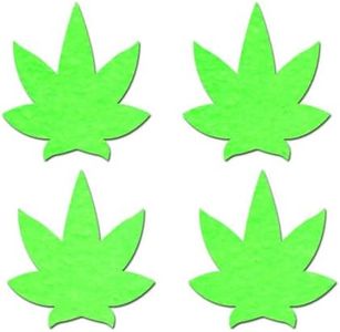 PASTEASE Weed Leaf Pasties - Nipple Covers for Festivals, Raves, & Lingerie | Halloween Costume Accessory | Waterproof (2 Pair Petite Glow in the Dark Pot Leaf)