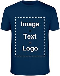 MXCUSTOM Tee Shirt Homme Femme Personnalisable Cadeau, Unisexe Coton Tshirt Personnalisé avec Votre Propre Photo Image Texte Nom, Col Rond Manche Courte T Shirt T-Shirt - Marine Foncé (DN-XS)