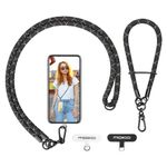 MoKo Crossbody Phone Lanyard, Adjustable Cell Phone Lanyard, Premium 8mm Thick Rope Mobile Phone Lanyard for iPhone, Samsung,and More | Phone Neck Strap×1, Wrist Strapx1, Lanyard Patch×2, Black