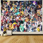 Timimo Anime Tapestry - Poster Decoration Wall Art Background Large Bedroom Hanging Birthday Party Decoration, 60x80in (Anime Heroes Tapestry)