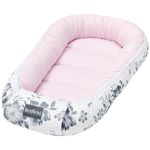 Bellochi Baby Nest Pod Baby Sleep Pod for Newborn | 100% Cotton Certified | 90x60x12cm - with Protective Edges | Pink Berry